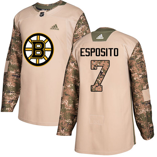 Adidas Boston Bruins #7 Phil Esposito Camo Authentic 2017 Veterans Day Stitched Jersey Men's