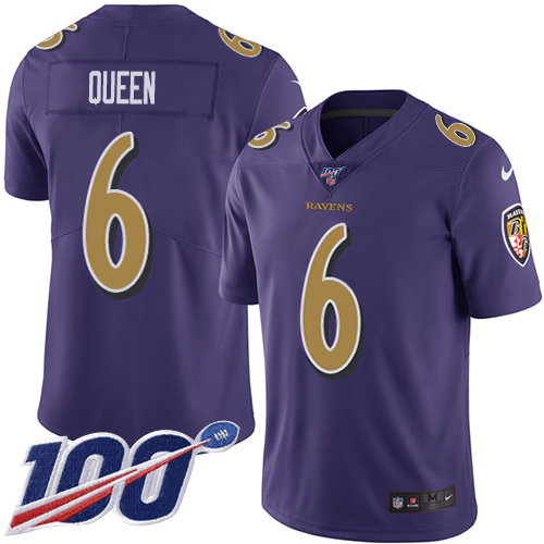 Ravens #6 Patrick Queen Purple Youth Stitched Limited Rush 100th Season Jersey
