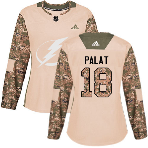 Adidas Tampa Bay Lightning #18 Ondrej Palat Camo Authentic 2017 Veterans Day Women's Stitched Jersey Womens