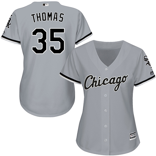 Chicago White Sox #35 Frank Thomas Grey Road Women's Stitched Jersey Womens