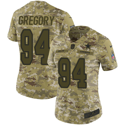 Dallas Cowboys #94 Randy Gregory Camo Women's Stitched Limited 2018 Salute to Service Jersey Womens
