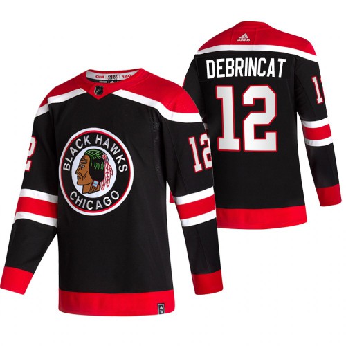 Chicago Chicago Blackhawks #12 Alex DeBrincat Black Men's Adidas 2020-21 Reverse Retro Alternate Jersey Men's
