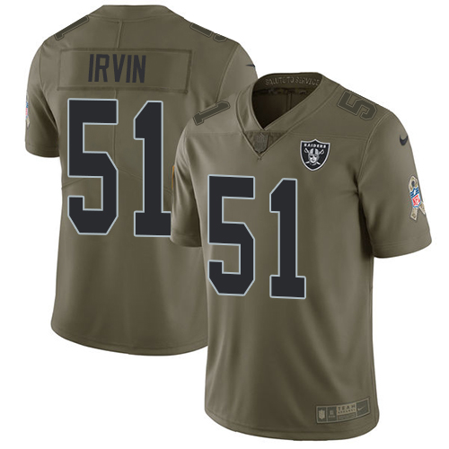 Las Vegas Raiders #51 Bruce Irvin Olive Men's Stitched Limited 2017 Salute To Service Jersey Men's