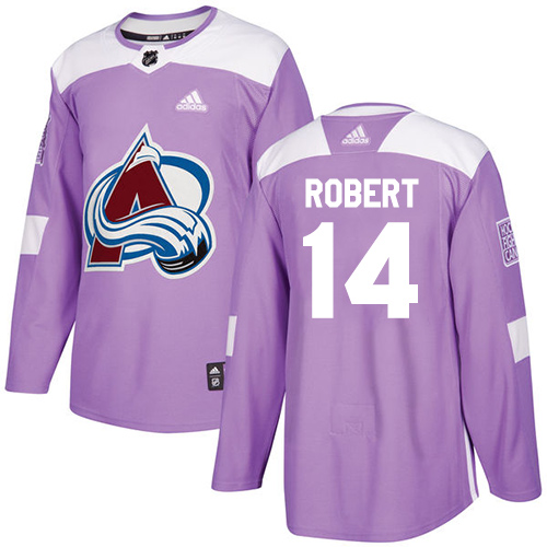 Adidas Colorado Avalanche #14 Rene Robert Purple Authentic Fights Cancer Stitched Jersey Men's