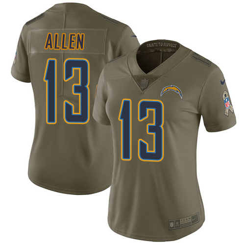 Chargers #13 Keenan Allen Olive Women's Stitched Limited 2017 Salute To Service Jersey