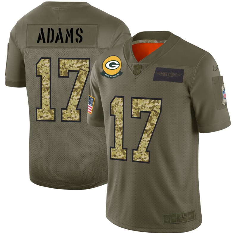 Green Bay Packers #17 Davante Adams Men's 2019 Olive Camo Salute To Service Limited Jersey