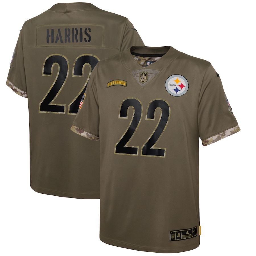 Pittsburgh Steelers #22 Najee Harris Youth 2022 Salute To Service Limited Jersey - Olive
