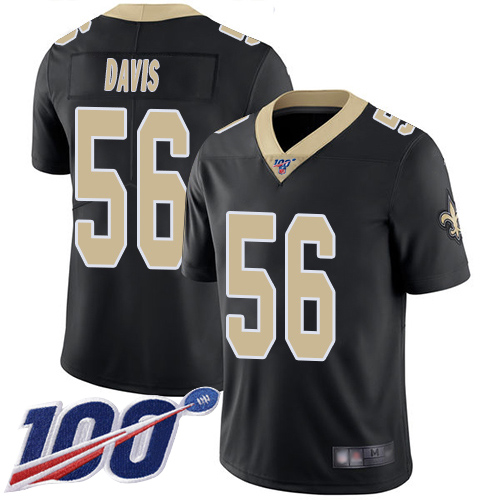 New Orleans Saints #56 DeMario Davis Black Team Color Men's Stitched 100th Season Vapor Limited Jersey Men's