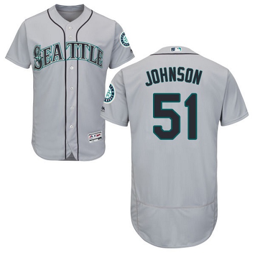 Seattle Mariners #51 Randy Johnson Grey Flexbase Authentic Collection Stitched Jersey Men's