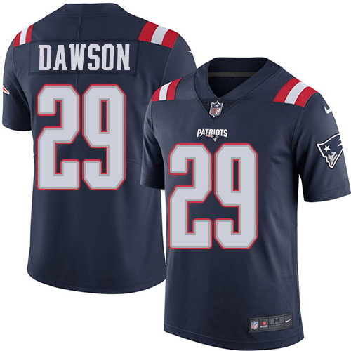 New England Patriots #29 Duke Dawson Navy Blue Men's Stitched Limited Rush Jersey Men's