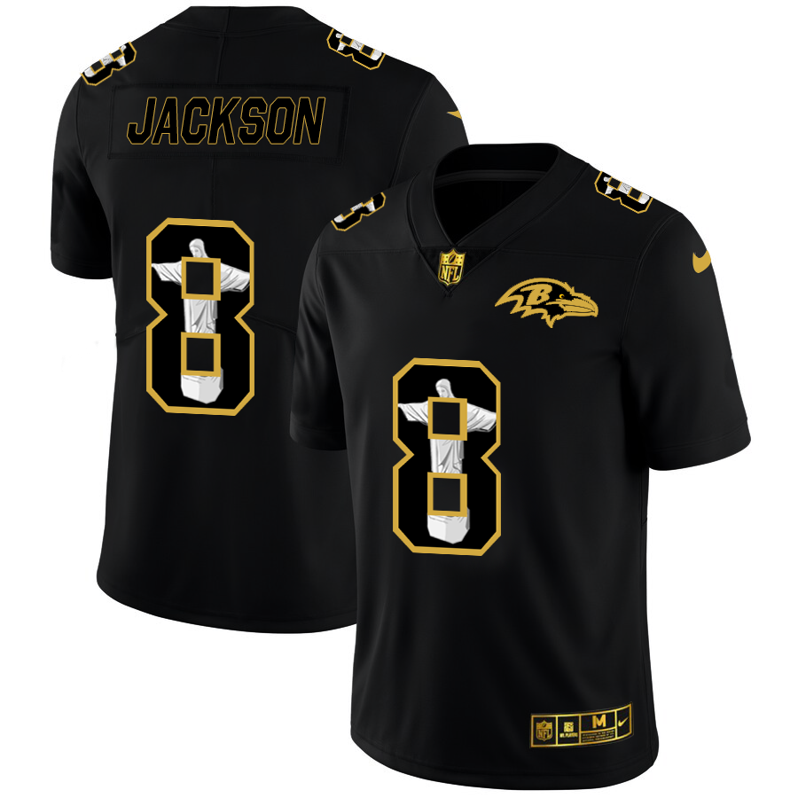 Baltimore Ravens #8 Lamar Jackson Carbon Black Vapor Cristo Redentor Limited Jersey