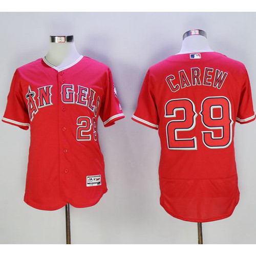 Los Angeles Angels of Anaheim #29 Rod Carew Red Flexbase Authentic Collection Stitched Jersey Men's