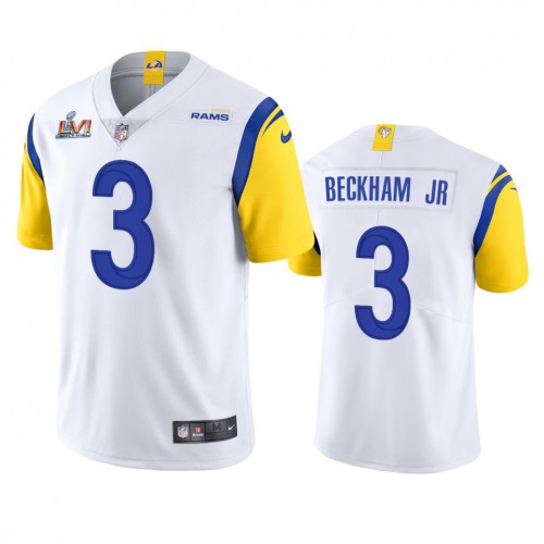 Los Angeles Los Angeles Rams #3 Odell Beckham Jr. Men's Super Bowl LVI Patch Alternate Vapor Limited Jersey - White Men's
