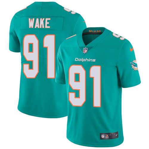 Miami Dolphins #91 Cameron Wake Aqua Green Team Color Men's Stitched Vapor Untouchable Limited Jersey Men's