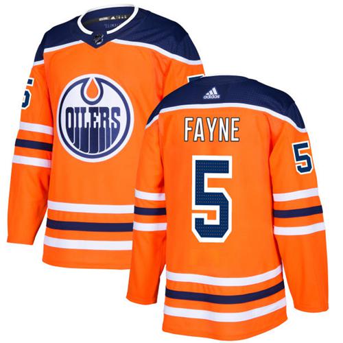 Adidas Edmonton Oilers #5 Mark Fayne Orange Home Authentic Stitched Jersey Men's
