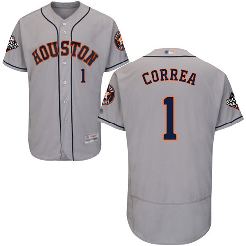 Houston Astros #1 Carlos Correa Grey Flexbase Authentic Collection 2019 World Series Bound Stitched Jersey Men's