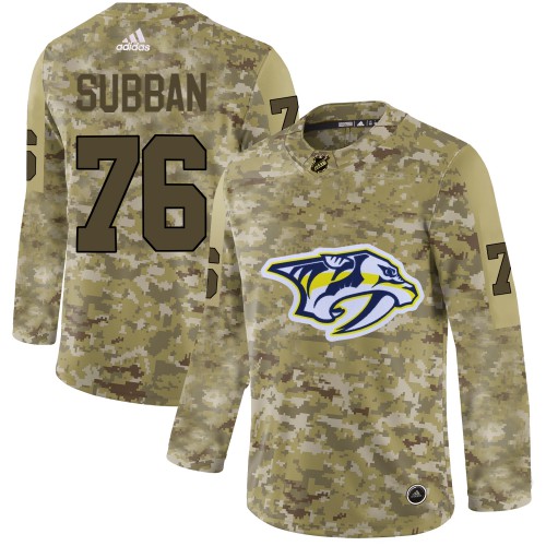 Adidas Nashville Predators #76 P.K Subban Camo Authentic Stitched Jersey Men's