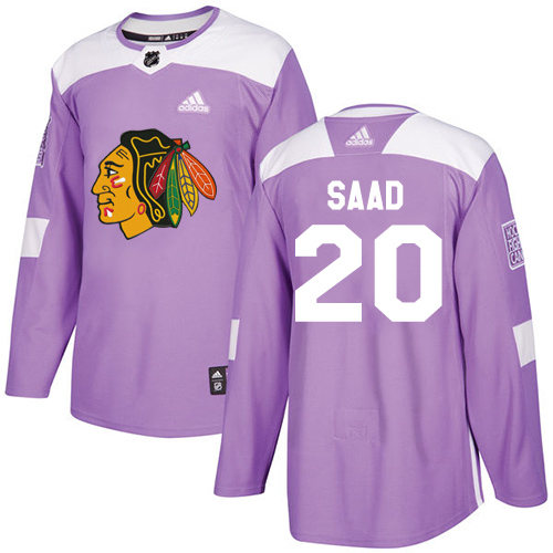 Adidas Chicago Blackhawks #20 Brandon Saad Purple Authentic Fights Cancer Stitched Jersey Men's