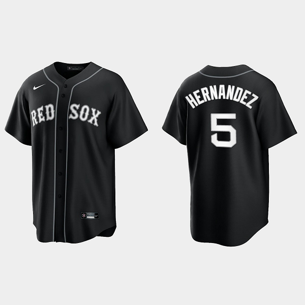 Men's Youth Women's Boston Red Sox #5 Enrique Hernandez 2021 All Black Fashion Cool Base Jersey - Black White