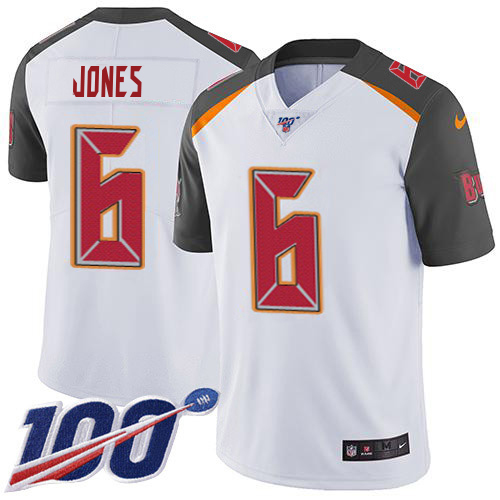 Buccaneers #6 Julio Jones White Men's Stitched 100th Season Vapor Untouchable Limited Jersey