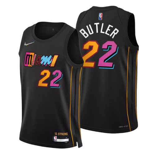Miami Miami Heat #22 Jimmy Butler Mens Black 2021/22 Swingman Jersey - City Edition Mens