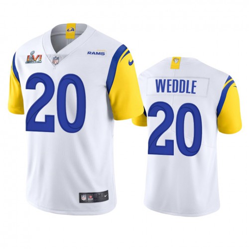 Los Angeles Los Angeles Rams #20 Eric Weddle Men's Super Bowl LVI Patch Alternate Vapor Limited Jersey - White Men's