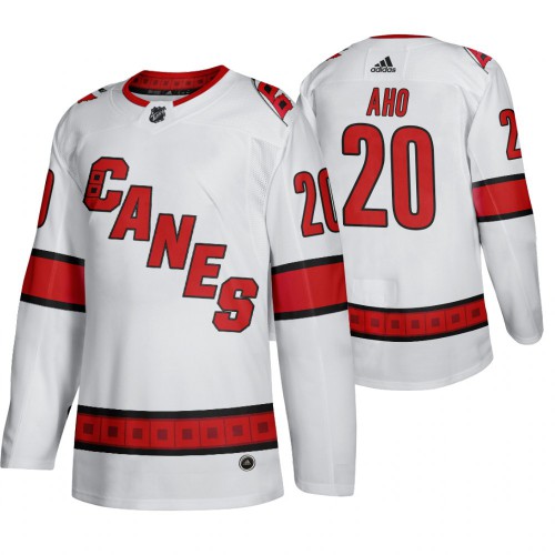 Carolina Carolina Hurricanes #20 Sebastian Aho Men's 2019-20 Away Authentic Player White Stitched Jersey Men's