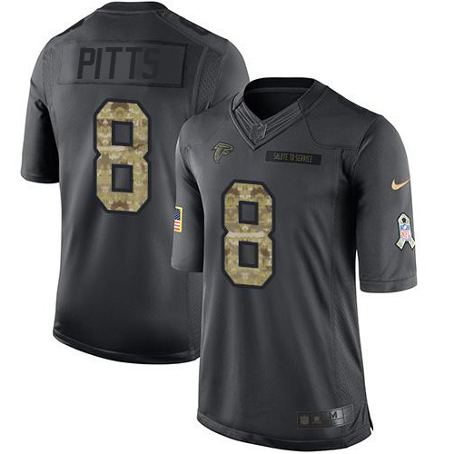 Falcons #8 Kyle Pitts Black Youth Stitched Limited 2016 Salute To Service Jersey
