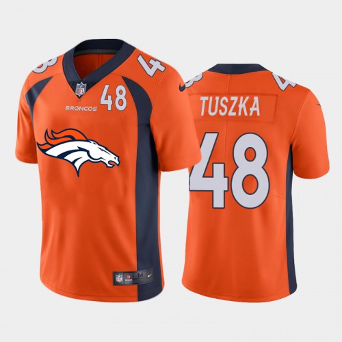 Denver Denver Broncos #48 Derrek Tuszka Orange Men's Big Team Logo Player Vapor Limited Jersey Men's