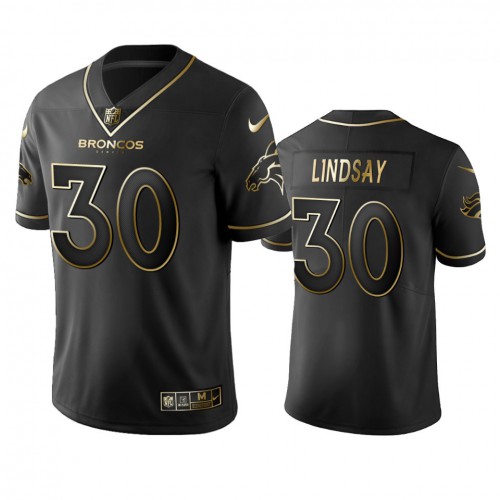 Denver Broncos #30 Phillip Lindsay Men's Stitched Vapor Untouchable Limited Black Golden Jersey Men's