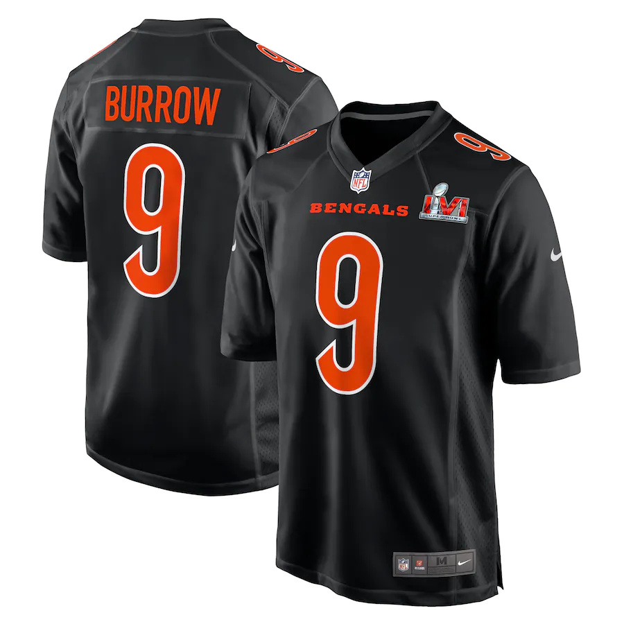Cincinnati Bengals #9 Joe Burrow Black Men's Super Bowl LVI Bound Game Fashion Jersey