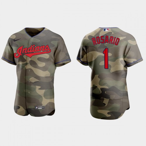 Cleveland Guardians #1 Amed Rosario Men's 2021 Armed Forces Day Authentic Jersey -Camo Men's