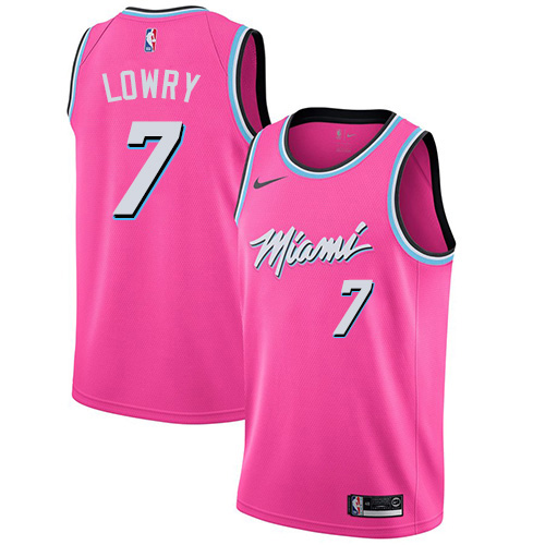 Miami Heat #7 Kyle Lowry Pink Swingman Earned Edition Jersey Mens