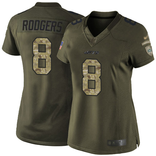 Jets #8 Aaron Rodgers Green Women's Stitched Limited 2015 Salute To Service Jersey