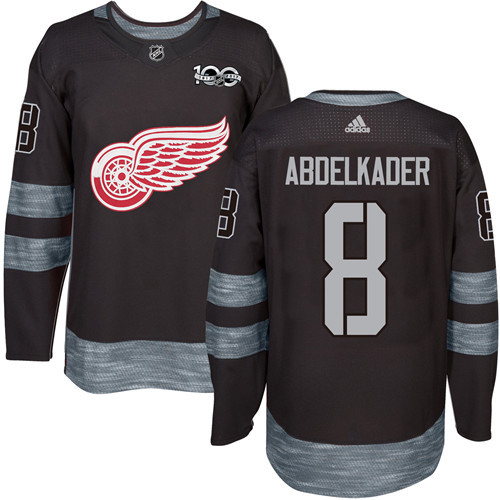 Adidas Detroit Red Wings #8 Justin Abdelkader Black 1917-2017 100th Anniversary Stitched Jersey Men's