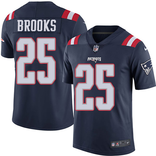 New England Patriots #25 Terrence Brooks Navy Blue Men's Stitched Limited Rush Jersey Men's