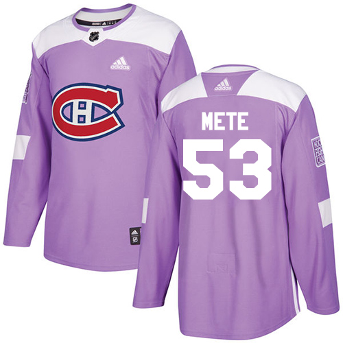 Adidas Montreal Canadiens #53 Victor Mete Purple Authentic Fights Cancer Stitched Jersey Men's