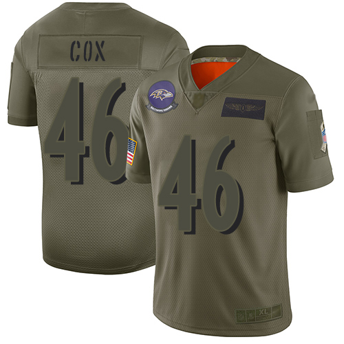 Baltimore Ravens #46 Morgan Cox Camo Men's Stitched Limited 2019 Salute To Service Jersey Men's