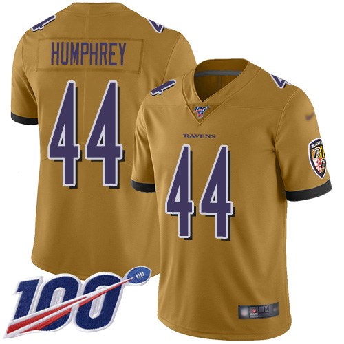 Ravens #44 Marlon Humphrey Gold Men's Stitched Limited Inverted Legend 100th Season Jersey