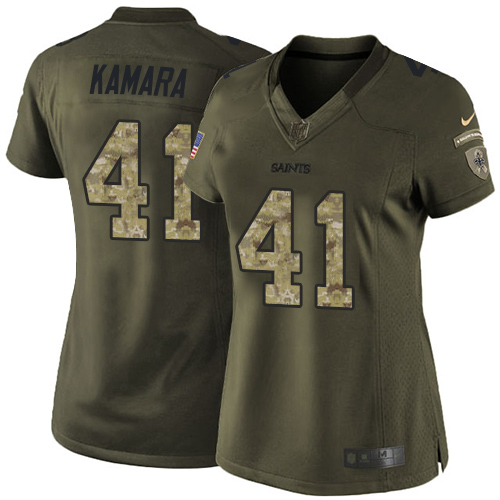 Saints #41 Alvin Kamara Green Women's Stitched Limited 2015 Salute To Service Jersey