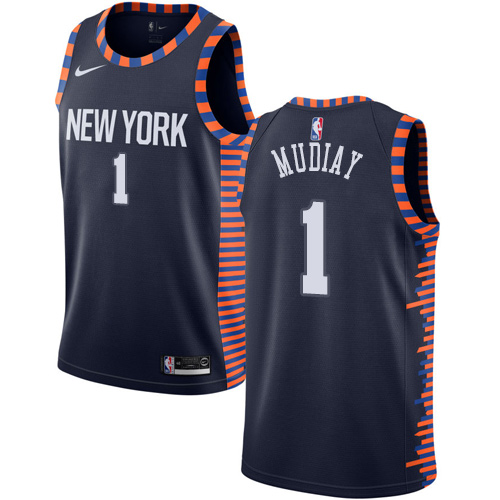 New York Knicks #1 Emmanuel Mudiay Navy Swingman City Edition 2018/19 Jersey Mens