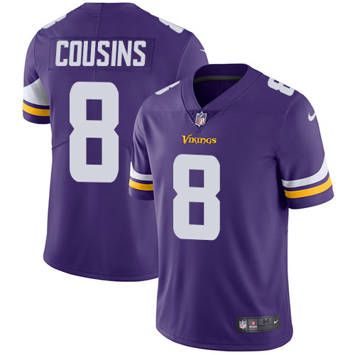 Vikings #8 Kirk Cousins Purple Team Color Youth Stitched Vapor Untouchable Limited Jersey