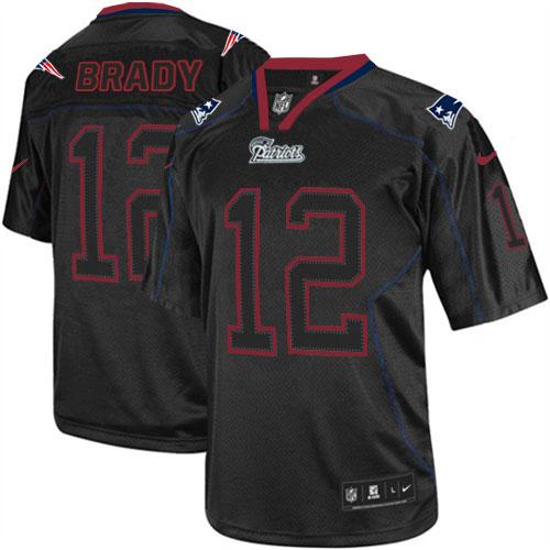 Patriots #12 Tom Brady Lights Out Black Men's Stitched Elite Jersey