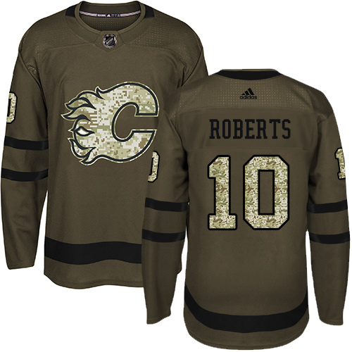 Adidas Calgary Flames #10 Gary Roberts Green Salute to Service Stitched Jersey Men's
