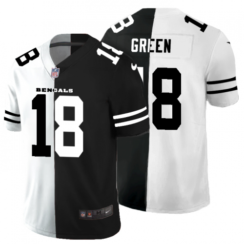 Cincinnati Cincinnati Bengals #18 A.J. Green Men's Black V White Peace Split Vapor Untouchable Limited Jersey Men's