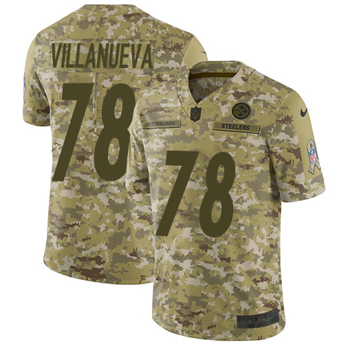Pittsburgh Steelers #78 Alejandro Villanueva Camo Youth Stitched Limited 2018 Salute to Service Jersey Youth