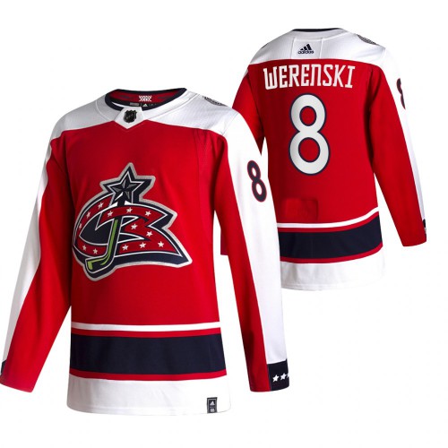 Columbus Columbus Blue Jackets #8 Zach Werenski Red Men's Adidas 2020-21 Reverse Retro Alternate Jersey Men's