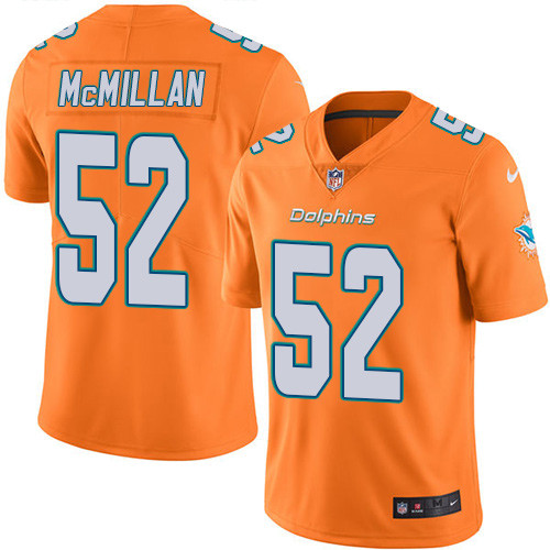 Miami Dolphins #52 Raekwon McMillan Orange Men's Stitched Limited Rush Jersey Men's