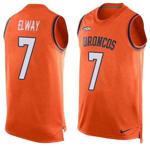 Broncos #7 John Elway Orange Team Color Men's Stitched Limited Tank Top Jersey