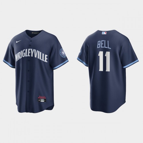 Chicago Chicago Cubs #11 George Bell Men's 2021 City Connect Fans Version Navy Jersey Men's